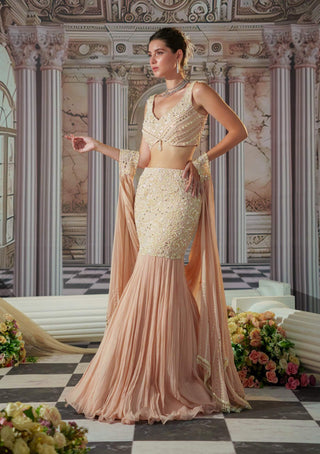 Exquisite Rose Pink Lehenga Set by Nidhika Shekhar available on Indiaspopup.com