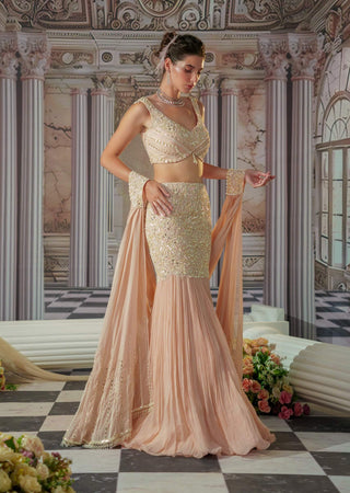 Exquisite Rose Pink Lehenga Set by Nidhika Shekhar available on Indiaspopup.com