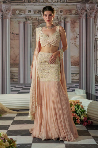 Exquisite Rose Pink Lehenga Set by Nidhika Shekhar available on Indiaspopup.com