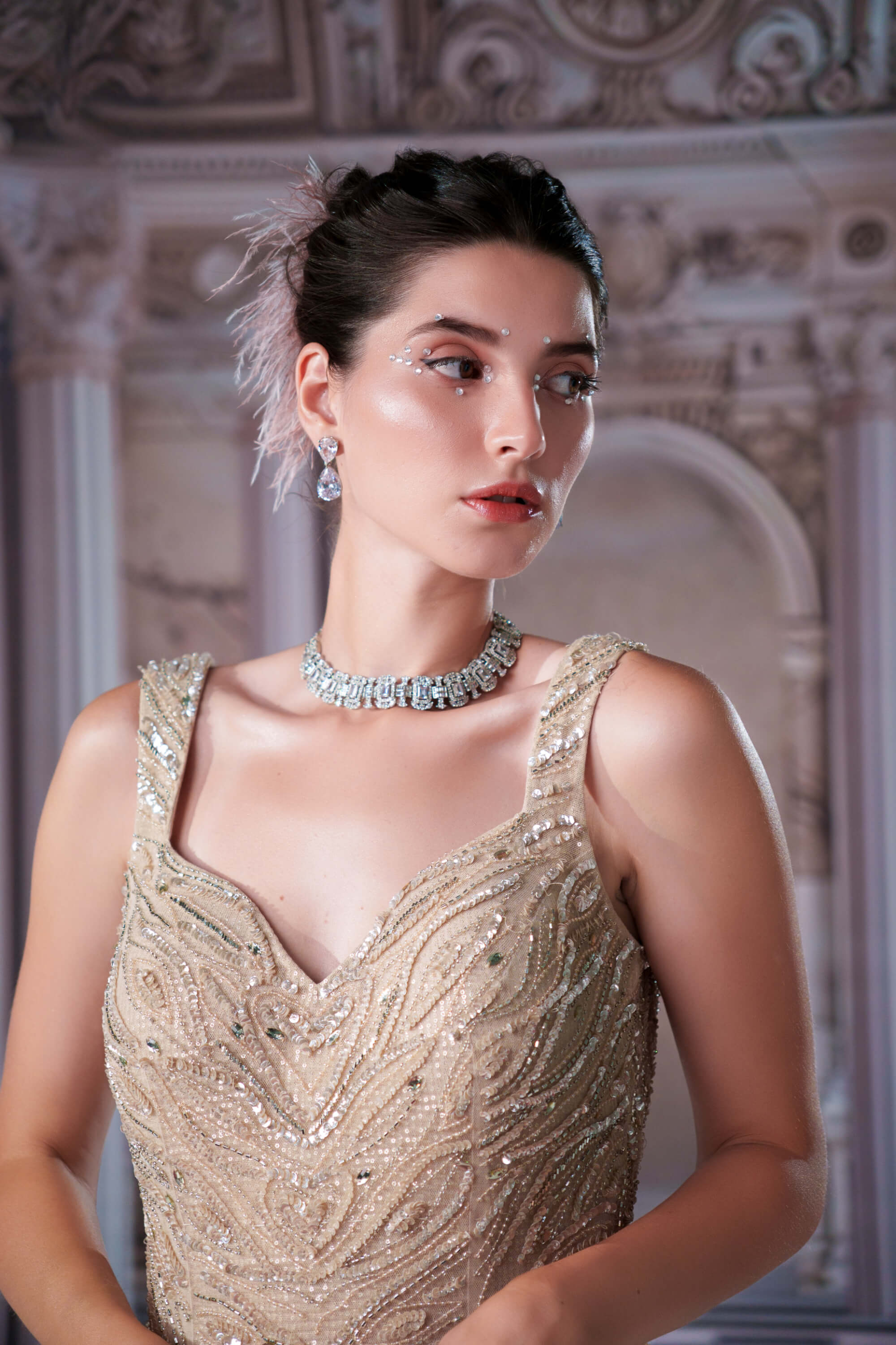 Nidhika Shekhar Aphrodite Champagne Fishcut Gown | Indiaspopup.com 5XL Nidhika Shekhar Aphrodite Champagne Fishcut Gown | Indiaspopup.com 5XL