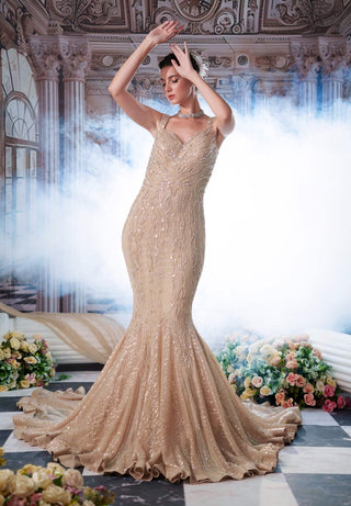 Aphrodite champagne fishcut gown