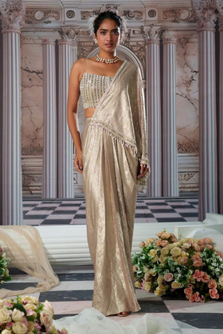 Celestial golden corset and sari