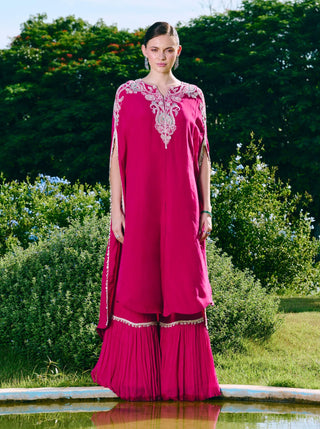 Dalilha fuchsia kaftan kurta and sharara