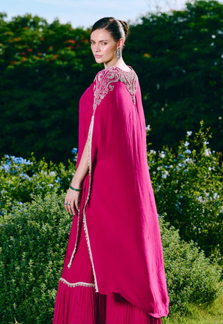 Dalilha fuchsia kaftan kurta and sharara