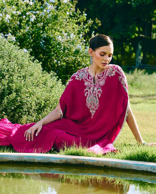 Dalilha fuchsia kaftan kurta and sharara