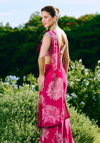 Deby fuchsia drape sari and blouse