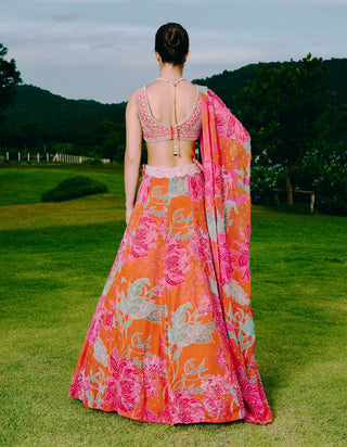 Devin sunset orange lehenga set