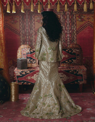 Pearl-gold skirt and jacket set