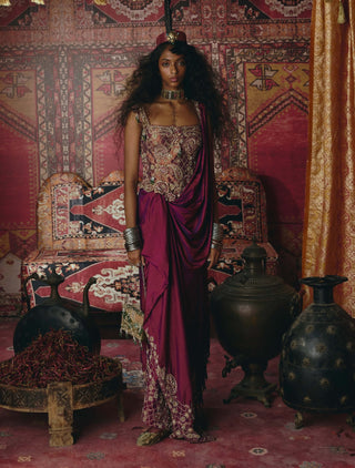 Purple drape skirt and corset set