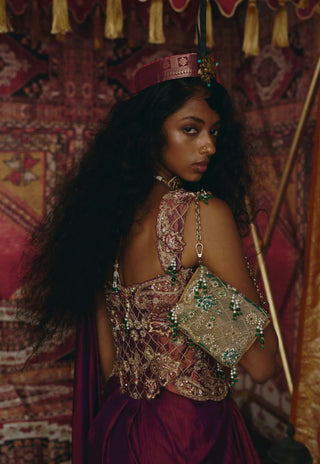 Purple drape skirt and corset set