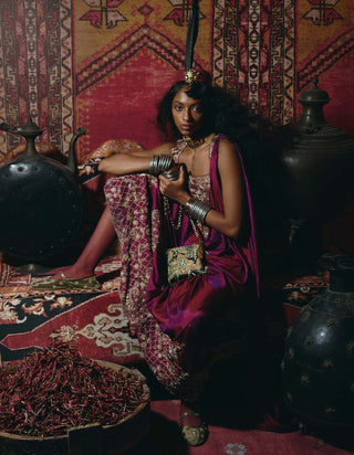 Purple drape skirt and corset set