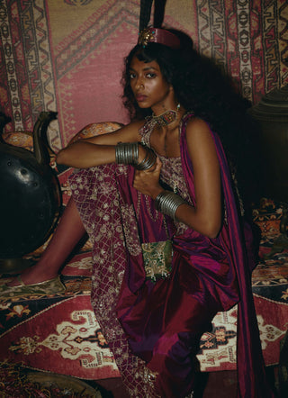 Purple drape skirt and corset set