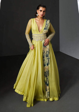 Bhumika Sharma-Mint Green Organza Anarkali Set-INDIASPOPUP.COM