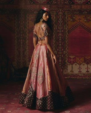 Blush pink pure tissue velvet lehenga set