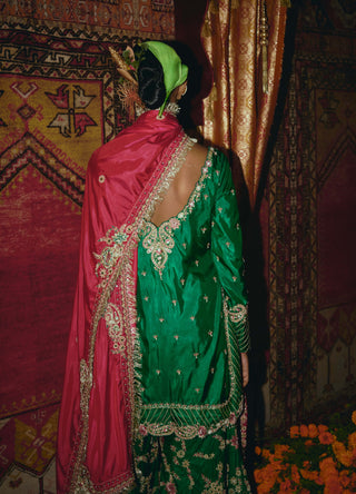 Green soft silk sharara set