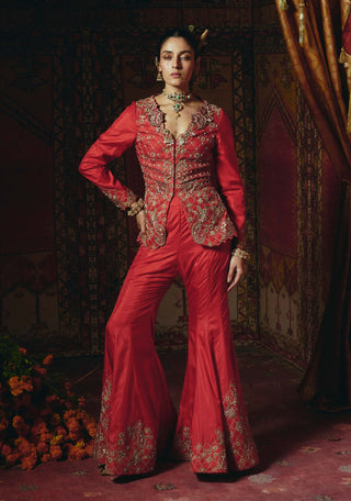 Red jacket and sharara and jacket