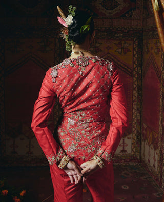 Red jacket and sharara and jacket