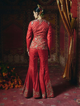 Red jacket and sharara and jacket