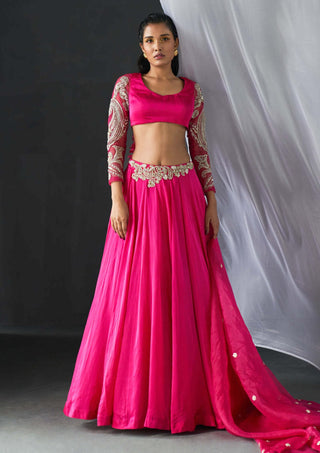 Bhumika Sharma-Fuchsia Pink Embroidered Lehenga Set-INDIASPOPUP.COM