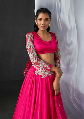 Bhumika Sharma-Fuchsia Pink Embroidered Lehenga Set-INDIASPOPUP.COM