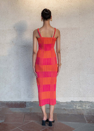 Meko Studio-Pink Orange Maya Dress-INDIASPOPUP.COM