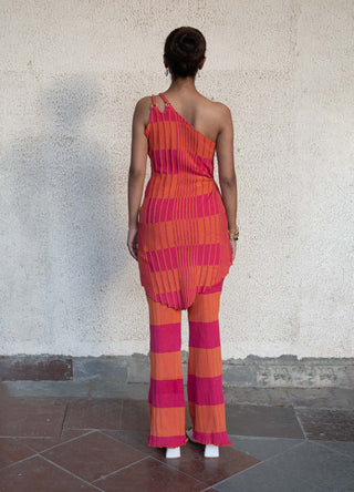 Meko Studio-Pink Orange Sadie Dress And Pants-INDIASPOPUP.COM