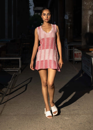 Meko Studio-White Pink Bella Short Dress-INDIASPOPUP.COM