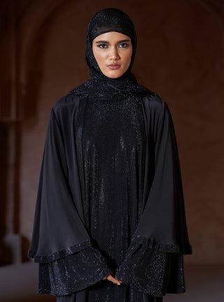 Zafirah black abaya and jacket set