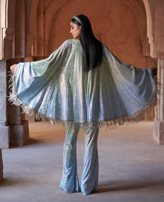 Yumna mint green blue tunic set