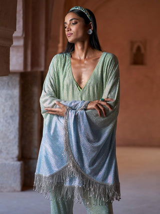 Yumna mint green blue tunic set