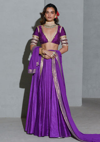 Rishi & Vibhuti-Purple Royalty Dew Lehenga Set-INDIASPOPUP.COM