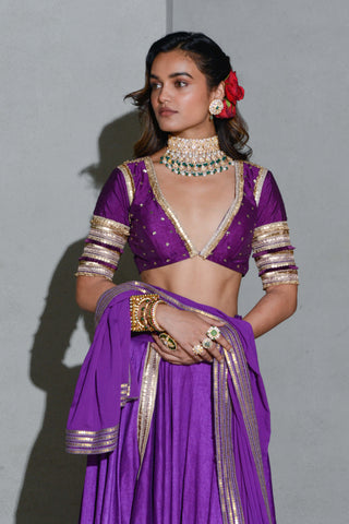 Rishi & Vibhuti-Purple Royalty Dew Lehenga Set-INDIASPOPUP.COM