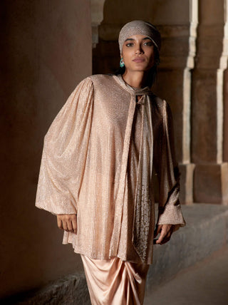 Ashra nude tunic and skirt set