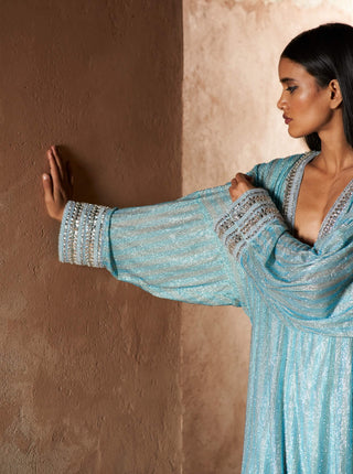 Sadeem ice blue tunic and skirt set
