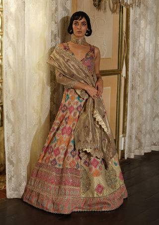 Ivory Checkered Lehenga Set by Aditi Gupta available on Indiaspopup.com