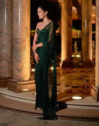 Nour emerald green sari and corset
