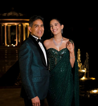 Nour emerald green sari and corset