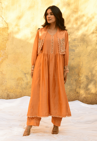 Niti Bothra-Peach Mystic Kurta And Palazzo-INDIASPOPUP.COM