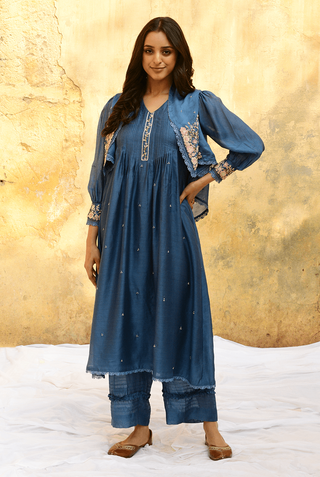 Niti Bothra-Jean Blue Mystic Kurta And Palazzo-INDIASPOPUP.COM