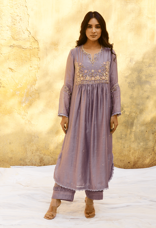 Niti Bothra-Lilac Mystic Knot Kurta And Pants-INDIASPOPUP.COM