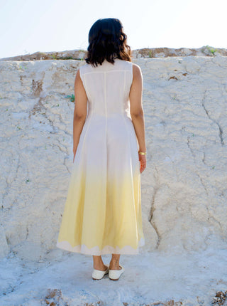 The Loom Art-Golden Hour Pearl Yellow Dress-INDIASPOPUP.COM