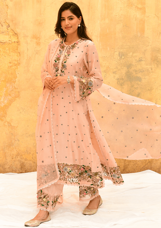 Niti Bothra-Pink Orchid Long Kurta Set-INDIASPOPUP.COM