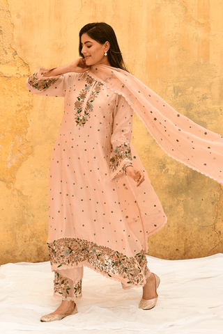 Niti Bothra-Pink Orchid Long Kurta Set-INDIASPOPUP.COM