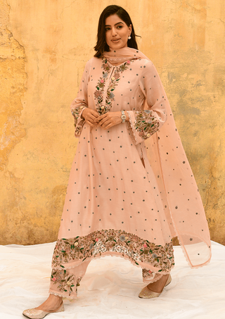 Niti Bothra-Pink Orchid Long Kurta Set-INDIASPOPUP.COM