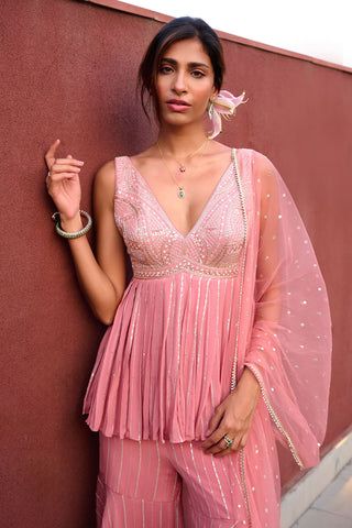 Eden Mauve Pink Sharara Set by Chamee And Palak, available on Indiaspopup.com