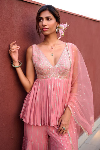 Eden Mauve Pink Sharara Set by Chamee And Palak, available on Indiaspopup.com