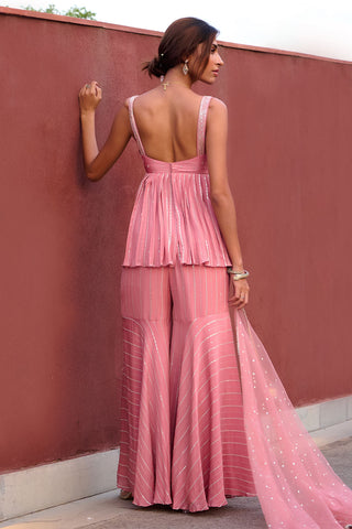 Eden Mauve Pink Sharara Set by Chamee And Palak, available on Indiaspopup.com