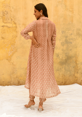 Niti Bothra-Pink Dotted Cascade Kurta And Pants-INDIASPOPUP.COM