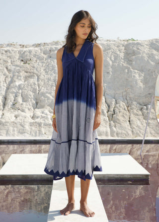 The Loom Art-Space Slate Blue Gray Dress-INDIASPOPUP.COM