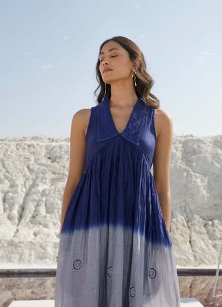 The Loom Art-Space Slate Blue Gray Dress-INDIASPOPUP.COM